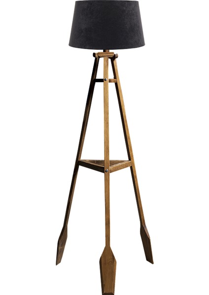 Remi 3 Ayaklı Tripod Lambader Naturel Ahşap Köşe Lambası Abajur