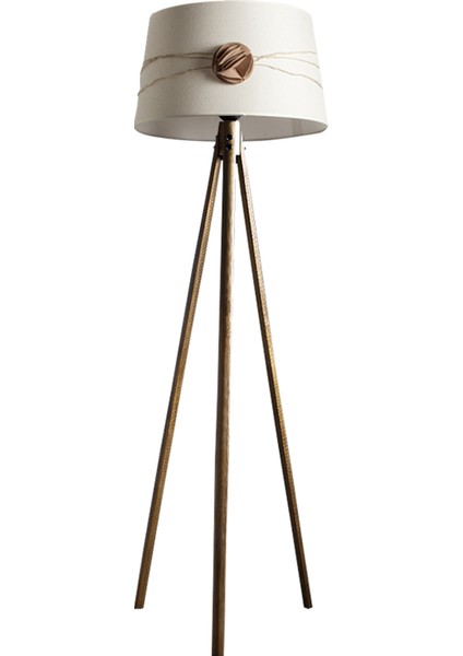 Oval 3 Ayak Tripod Lambader Abajur Avize Aydınlatma Ahşap Naturel Ağaç Country Dekor Lamba Aplik Masif Doğal