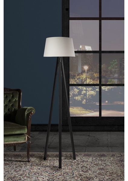 Düz 3 Ayak Tripod Lambader Abajur Avize Aydınlatma Ahşap Siyah Ağaç Country Dekor Lamba Aplik Masif Doğal fiyatları