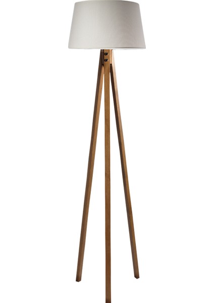 Düz 3 Ayak Tripod Lambader Abajur Avize Aydınlatma Ahşap Naturel Ağaç Country Dekor Lamba Aplik Masif Doğal
