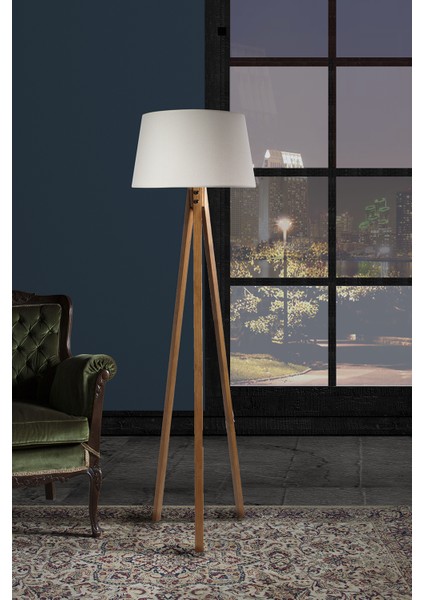 Düz 3 Ayak Tripod Lambader Abajur Avize Aydınlatma Ahşap Naturel Ağaç Country Dekor Lamba Aplik Masif Doğal fiyatları
