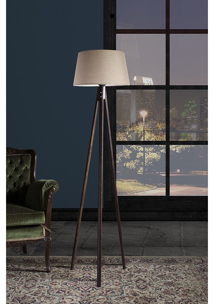 Oval 3 Ayak Tripod Lambader Abajur Avize Aydınlatma Ahşap Ceviz Ağaç Country Dekor Lamba Aplik Masif Doğal fiyatları