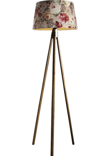 Oval 3 Ayak Tripod Lambader Abajur Avize Aydınlatma Ahşap Naturel Ağaç Country Dekor Lamba Aplik Masif Doğal