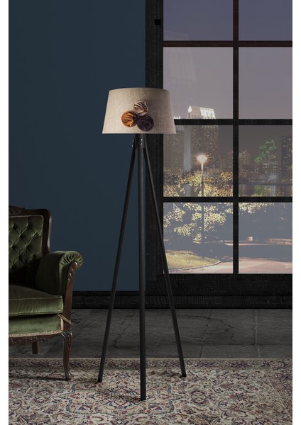 Oval 3 Ayak Tripod Lambader Abajur Avize Aydınlatma Ahşap Siyah Ağaç Country Dekor Lamba Aplik Masif Doğal fiyatları