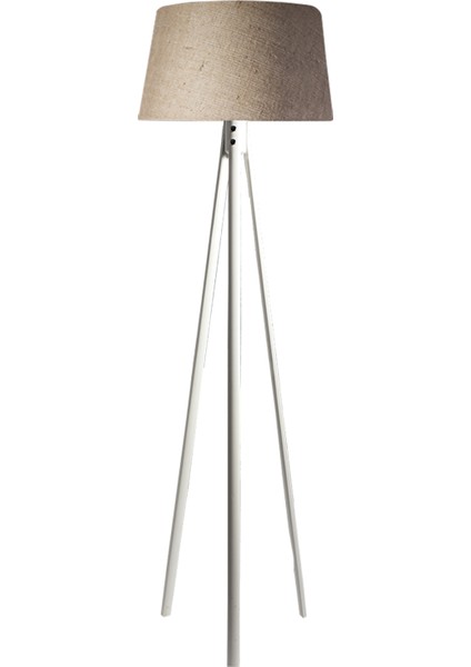 Oval 3 Ayak Tripod Lambader Abajur Avize Aydınlatma Ahşap Beyaz Ağaç Country Dekor Lamba Aplik Masif Doğal