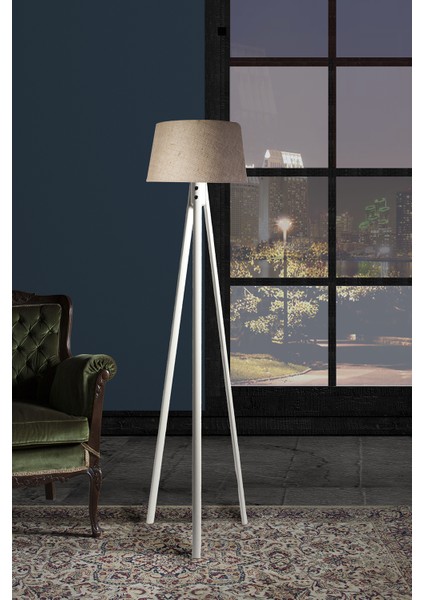 Oval 3 Ayak Tripod Lambader Abajur Avize Aydınlatma Ahşap Beyaz Ağaç Country Dekor Lamba Aplik Masif Doğal fiyatları