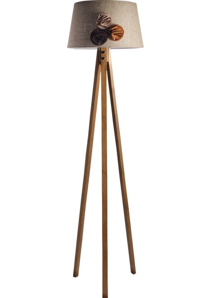 Düz 3 Ayak Tripod Lambader Abajur Avize Aydınlatma Ahşap Naturel Ağaç Country Dekor Lamba Aplik Masif Doğal