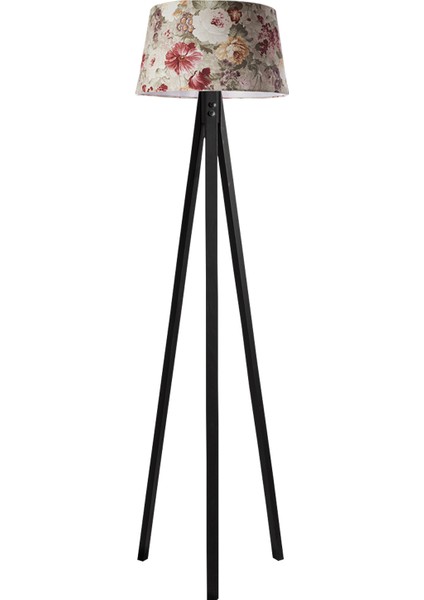 Düz 3 Ayak Tripod Lambader Abajur Avize Aydınlatma Ahşap Siyah Ağaç Country Dekor Lamba Aplik Masif Doğal