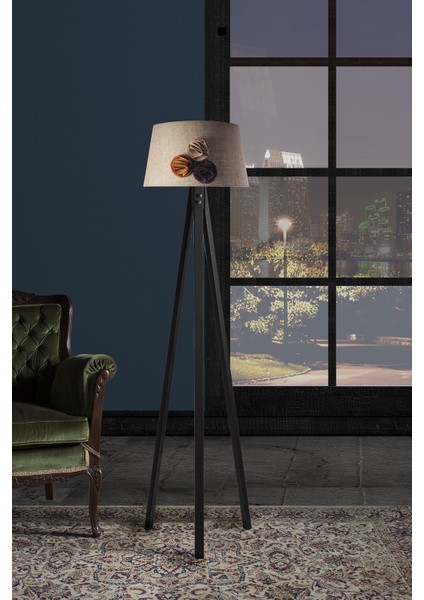 Düz 3 Ayak Tripod Lambader Abajur Avize Aydınlatma Ahşap Siyah Ağaç Country Dekor Lamba Aplik Masif Doğal fiyatları