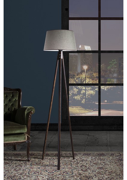 Oval 3 Ayak Tripod Lambader Abajur Avize Aydınlatma Ahşap Ceviz Ağaç Country Dekor Lamba Aplik Masif Doğal fiyatları