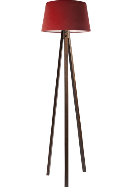 Düz 3 Ayak Tripod Lambader Abajur Avize Aydınlatma Ahşap Ceviz Ağaç Country Dekor Lamba Aplik Masif Doğal