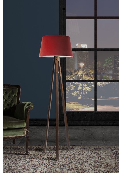 Düz 3 Ayak Tripod Lambader Abajur Avize Aydınlatma Ahşap Ceviz Ağaç Country Dekor Lamba Aplik Masif Doğal fiyatları