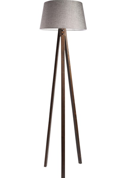 Düz 3 Ayak Tripod Lambader Abajur Avize Aydınlatma Ahşap Ceviz Ağaç Country Dekor Lamba Aplik Masif Doğal