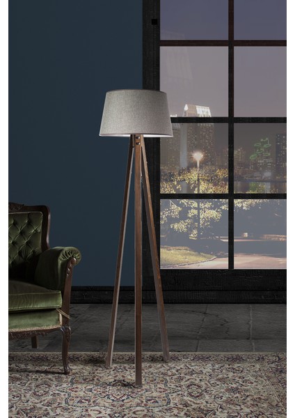 Düz 3 Ayak Tripod Lambader Abajur Avize Aydınlatma Ahşap Ceviz Ağaç Country Dekor Lamba Aplik Masif Doğal fiyatları