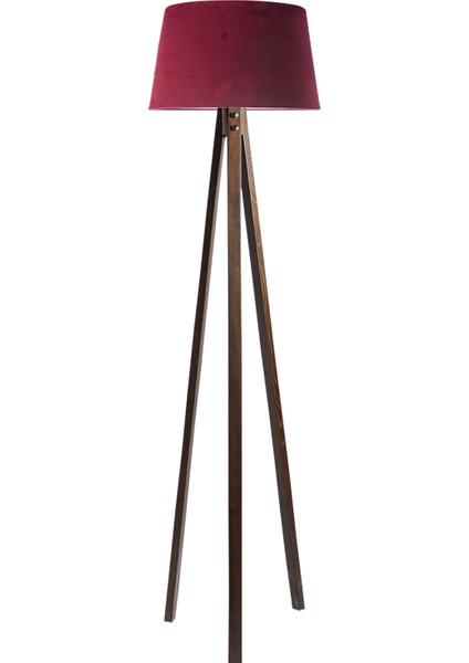 Düz 3 Ayak Tripod Lambader Abajur Avize Aydınlatma Ahşap Ceviz Ağaç Country Dekor Lamba Aplik Masif Doğal