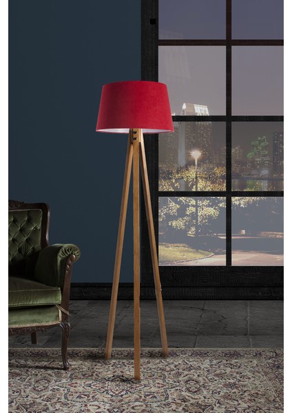 Düz 3 Ayak Tripod Lambader Abajur Avize Aydınlatma Ahşap Naturel Ağaç Country Dekor Lamba Aplik Masif Doğal fiyatları