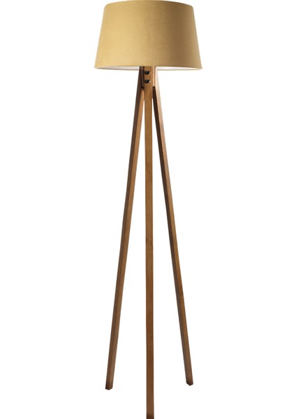 Düz 3 Ayak Tripod Lambader Abajur Avize Aydınlatma Ahşap Naturel Ağaç Country Dekor Lamba Aplik Masif Doğal