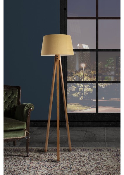 Düz 3 Ayak Tripod Lambader Abajur Avize Aydınlatma Ahşap Naturel Ağaç Country Dekor Lamba Aplik Masif Doğal fiyatları