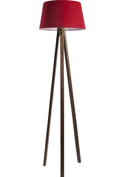 Düz 3 Ayak Tripod Lambader Abajur Avize Aydınlatma Ahşap Ceviz Ağaç Country Dekor Lamba Aplik Masif Doğal