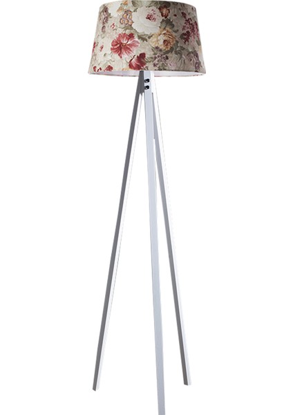 Düz 3 Ayak Tripod Lambader Abajur Avize Aydınlatma Ahşap Beyaz Ağaç Country Dekor Lamba Aplik Masif Doğal