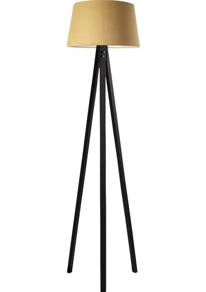 Düz 3 Ayak Tripod Lambader Abajur Avize Aydınlatma Ahşap Siyah Ağaç Country Dekor Lamba Aplik Masif Doğal