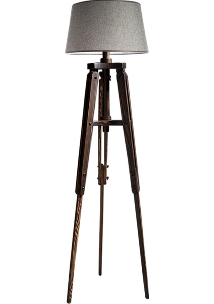 Piega Tripod Lambader Abajur Avize Aydınlatma Ahşap Ceviz Ağaç Country Dekor Lamba Aplik Masif Doğal