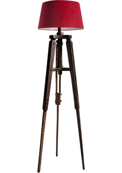 Piega Tripod Lambader Abajur Avize Aydınlatma Ahşap Ceviz Ağaç Country Dekor Lamba Aplik Masif Doğal