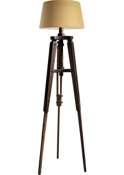 Piega Tripod Lambader Abajur Avize Aydınlatma Ahşap Ceviz Ağaç Country Dekor Lamba Aplik Masif Doğal