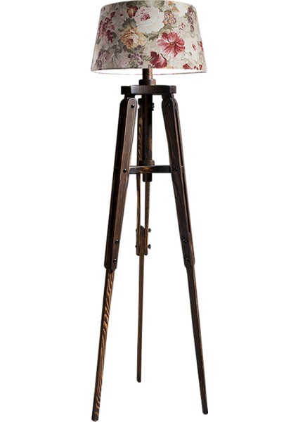 Piega Tripod Lambader Abajur Avize Aydınlatma Ahşap Ceviz Ağaç Country Dekor Lamba Aplik Masif Doğal