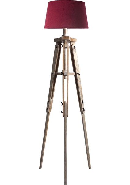 Piega Tripod Lambader Abajur Avize Aydınlatma Ahşap Ceviz Ağaç Country Dekor Lamba Aplik Masif Doğal