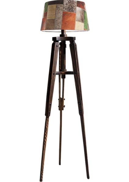 Piega Tripod Lambader Abajur Avize Aydınlatma Ahşap Ceviz Ağaç Country Dekor Lamba Aplik Masif Doğal