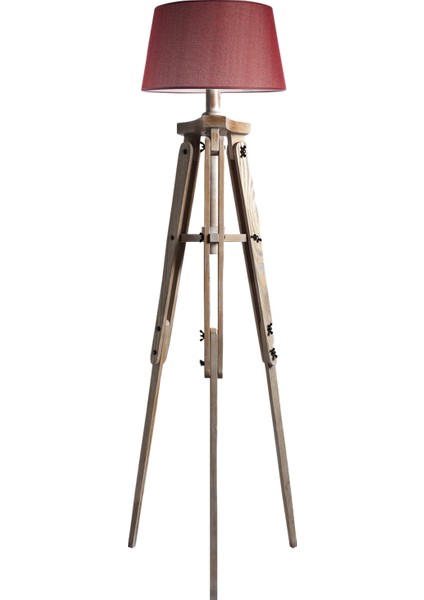 Piega Tripod Lambader Abajur Avize Aydınlatma Ahşap Ceviz Ağaç Country Dekor Lamba Aplik Masif Doğal