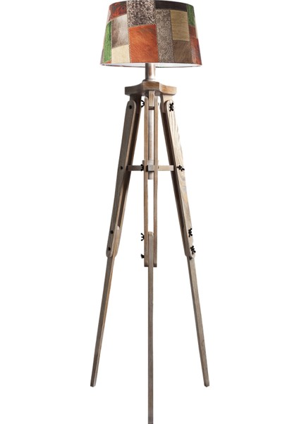 Piega Tripod Lambader Abajur Avize Aydınlatma Ahşap Ceviz Ağaç Country Dekor Lamba Aplik Masif Doğal