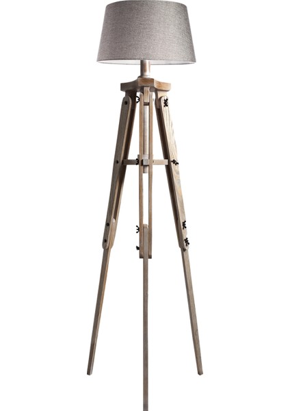 Piega Tripod Lambader Abajur Avize Aydınlatma Ahşap Ceviz Ağaç Country Dekor Lamba Aplik Masif Doğal