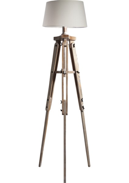 Piega Tripod Lambader Abajur Avize Aydınlatma Ahşap Ceviz Ağaç Country Dekor Lamba Aplik Masif Doğal
