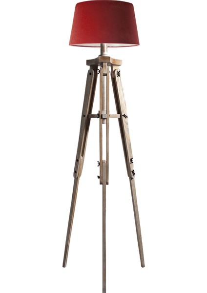 Piega Tripod Lambader Abajur Avize Aydınlatma Ahşap Ceviz Ağaç Country Dekor Lamba Aplik Masif Doğal