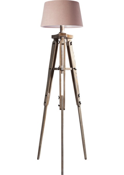 Piega Tripod Lambader Abajur Avize Aydınlatma Ahşap Ceviz Ağaç Country Dekor Lamba Aplik Masif Doğal