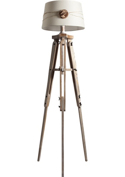 Piega Tripod Lambader Abajur Avize Aydınlatma Ahşap Ceviz Ağaç Country Dekor Lamba Aplik Masif Doğal