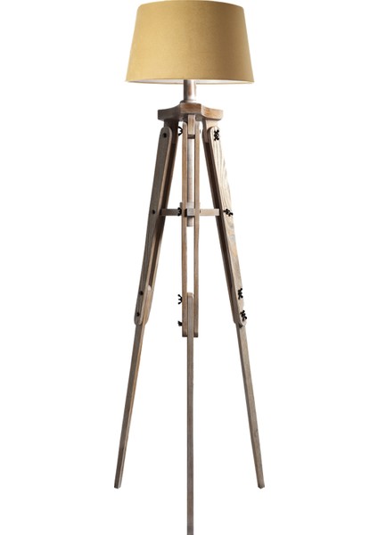 Piega Tripod Lambader Abajur Avize Aydınlatma Ahşap Ceviz Ağaç Country Dekor Lamba Aplik Masif Doğal