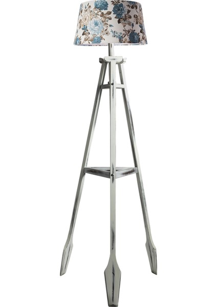 Remi Tripod Lambader Abajur Avize Aydınlatma Ahşap Beyaz Eskitme Ağaç Country Dekor Lamba Aplik Masif Doğal