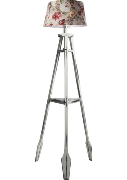 Remi Tripod Lambader Abajur Avize Aydınlatma Ahşap Beyaz Eskitme Ağaç Country Dekor Lamba Aplik Masif Doğal