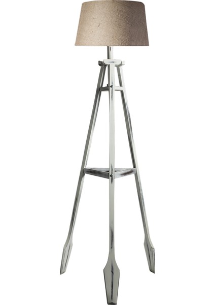 Remi Tripod Lambader Abajur Avize Aydınlatma Ahşap Beyaz Eskitme Ağaç Country Dekor Lamba Aplik Masif Doğal