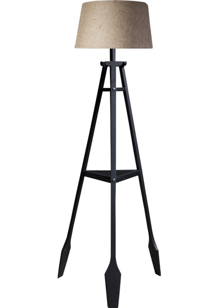Remi Tripod Lambader Abajur Avize Aydınlatma Ahşap Siyah Ağaç Country Dekor Lamba Aplik Masif Doğal