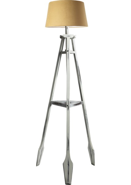 Remi Tripod Lambader Abajur Avize Aydınlatma Ahşap Beyaz Eskitme Ağaç Country Dekor Lamba Aplik Masif Doğal