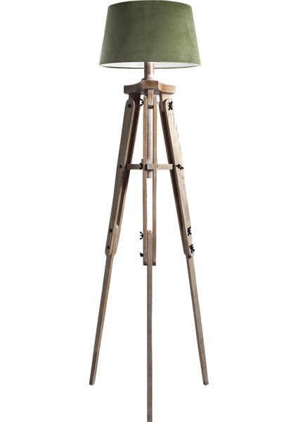 Piega Tripod Lambader Abajur Avize Aydınlatma Ahşap Ceviz Ağaç Country Dekor Lamba Aplik Masif Doğal