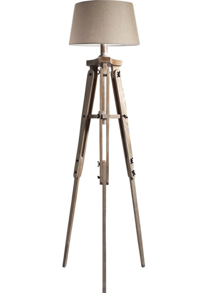 Piega Tripod Lambader Abajur Avize Aydınlatma Ahşap Ceviz Ağaç Country Dekor Lamba Aplik Masif Doğal