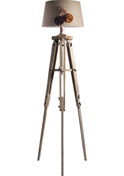 Piega Tripod Lambader Abajur Avize Aydınlatma Ahşap Ceviz Ağaç Country Dekor Lamba Aplik Masif Doğal