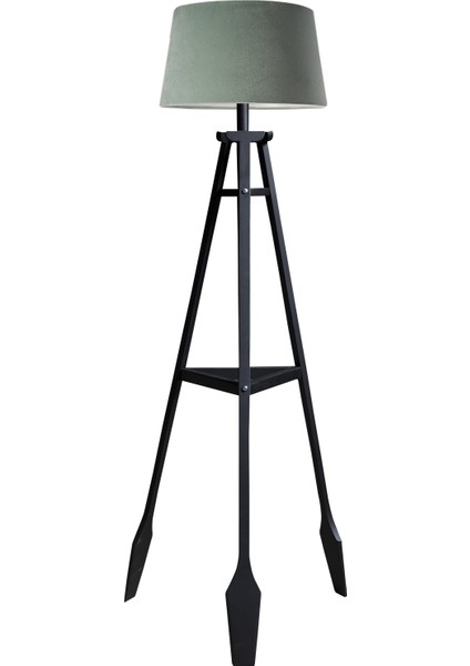 Remi Tripod Lambader Abajur Avize Aydınlatma Ahşap Siyah Ağaç Country Dekor Lamba Aplik Masif Doğal