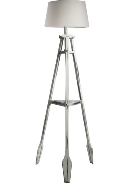 Remi Tripod Lambader Abajur Avize Aydınlatma Ahşap Beyaz Eskitme Ağaç Country Dekor Lamba Aplik Masif Doğal