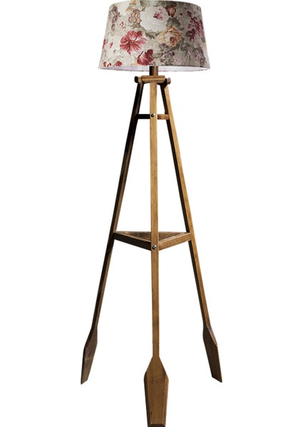 Remi Tripod Lambader Abajur Avize Aydınlatma Ahşap Naturel Ağaç Country Dekor Lamba Aplik Masif Doğal